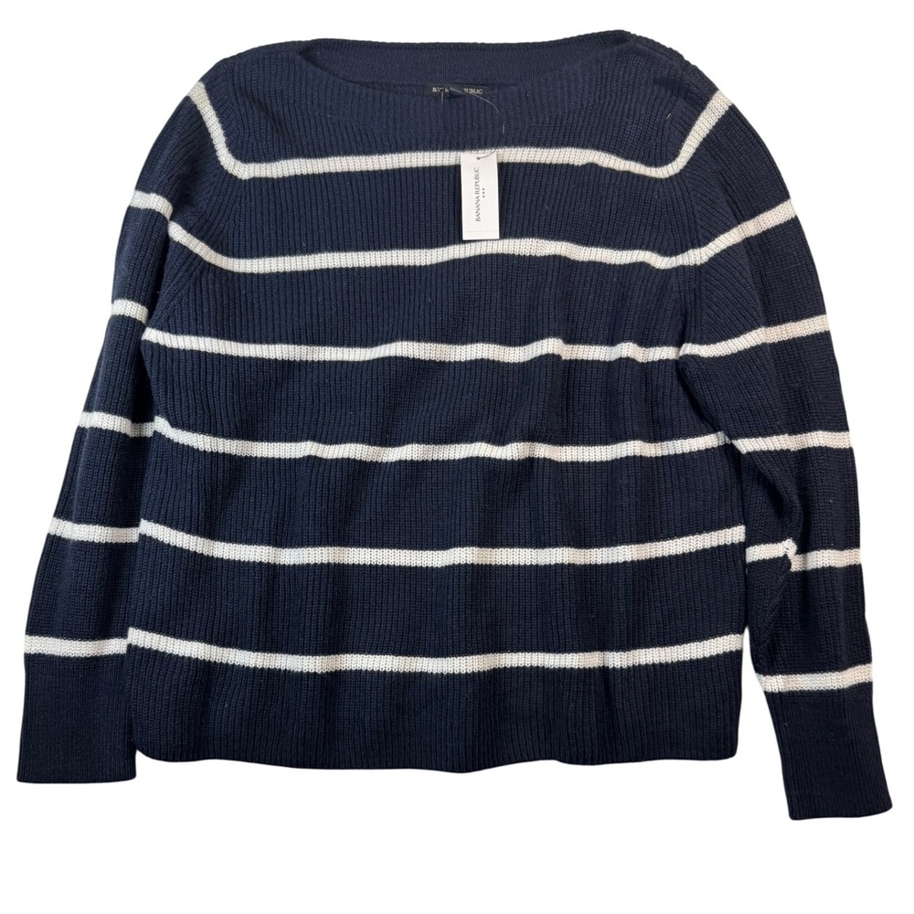 Banana Republic Womens Medium Striped Boat Neck Pullover Knit Sweater‎ New
